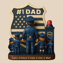 Load image into Gallery viewer, &quot;Celebrating Everyday Heroes: Personalized Police Dad Plaque - Custom Gift for Dad, Grandpa, and Any Father Figure&quot; Shaped Plaques PopCulturePrints

