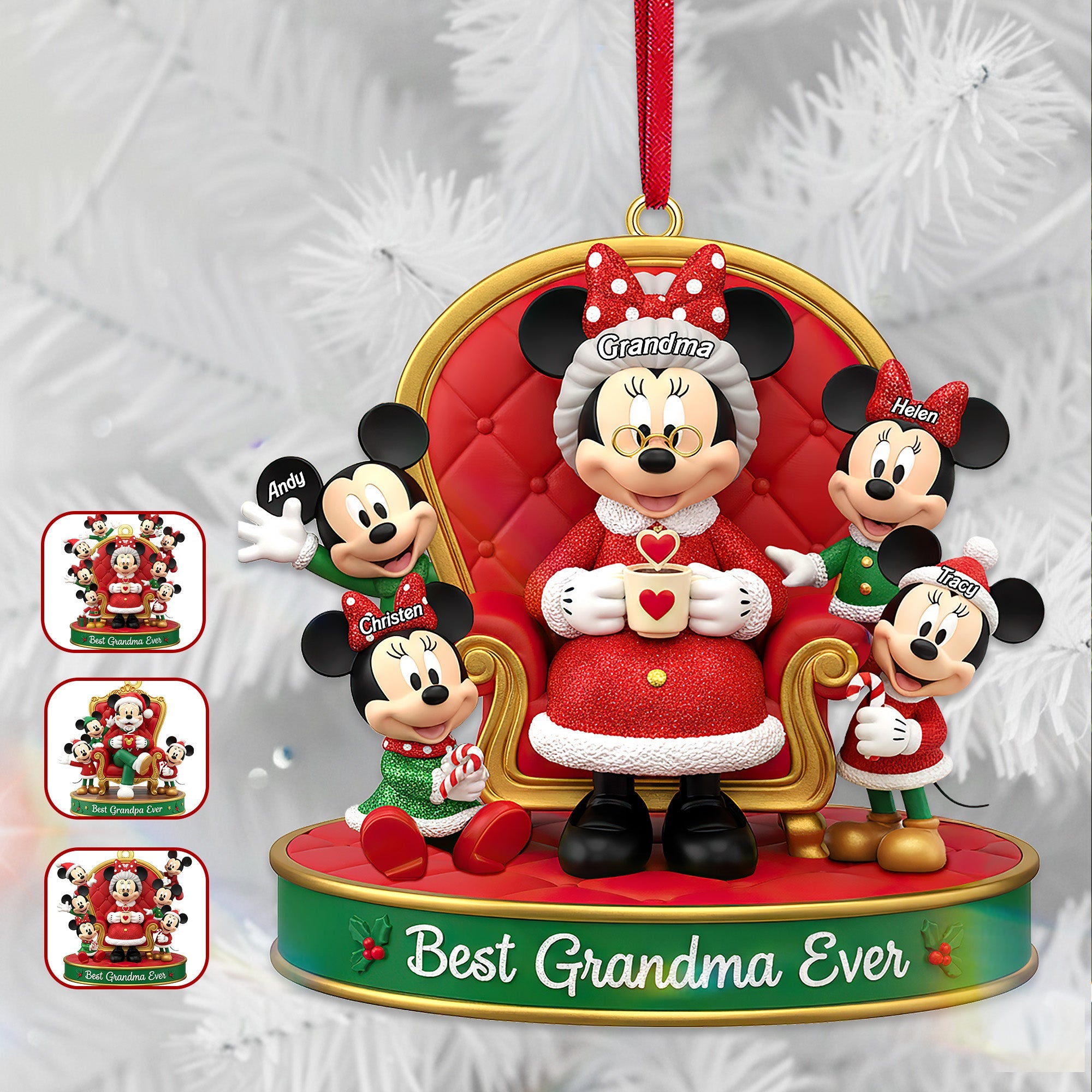 Best Grandma Ever - Personalized Christmas Ornament for Grandparents Ornament PopCulturePrints