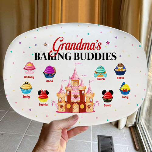 Grandma's Baking Buddies Custom Plate - Personalized Family Cupcake Design Resin Plate PopCulturePrints