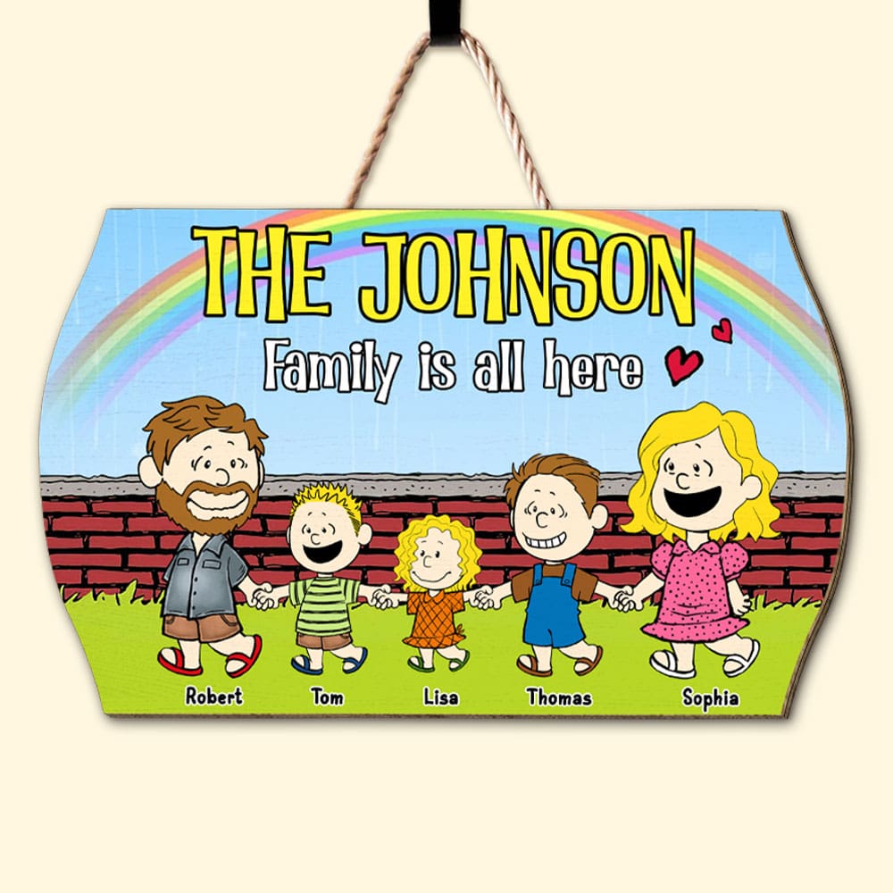 Personalized Family Wood Sign - Hand In Hand Design