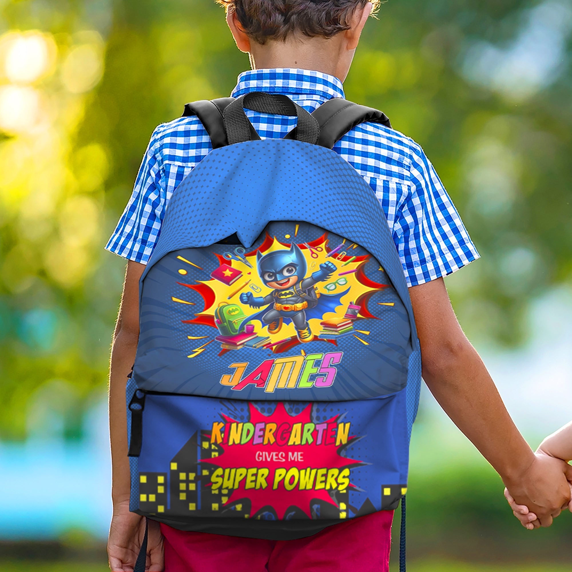 Personalized Superhero Kids Backpack - Custom Name Preschool Bag