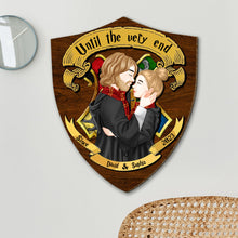 Load image into Gallery viewer, Harry Potter Themed Customized Wooden Shield - &#39;Until the Very End&#39; Couples Design
