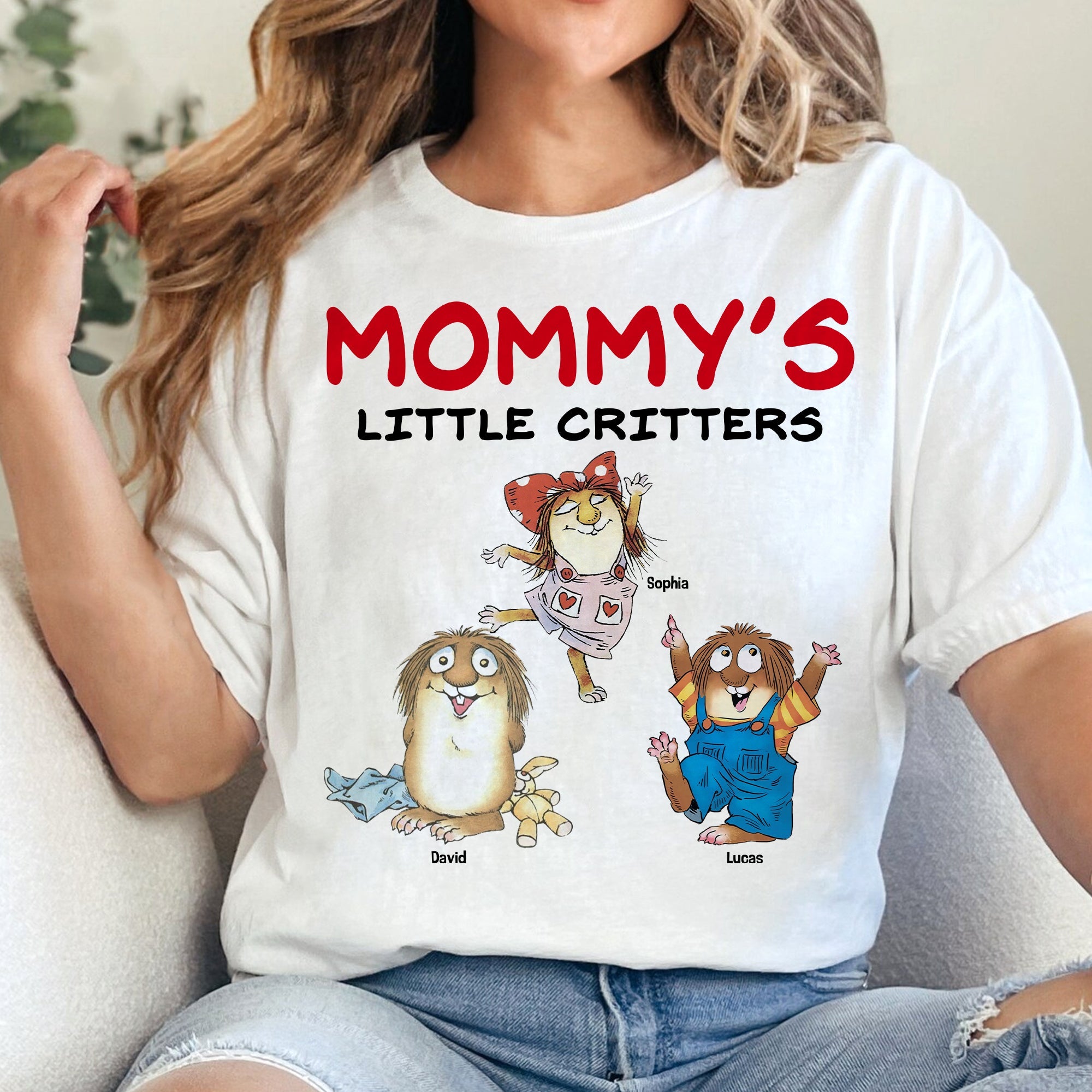 Mommy's Little Critters - Personalized T-Shirt for Mom, Cute Gift for Mother's Day and Grandma Shirts PopCulturePrints