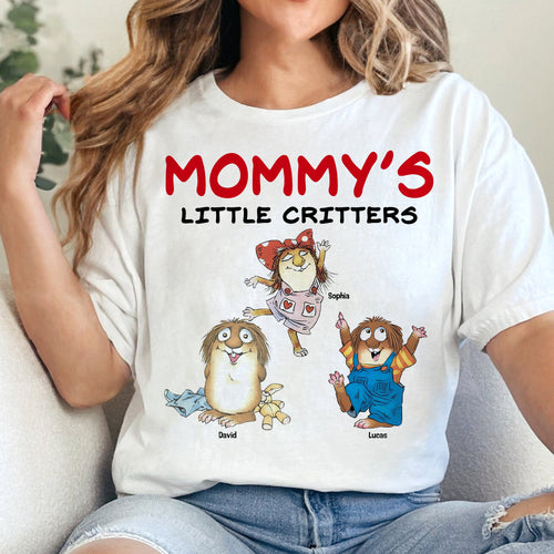 Mommy's Little Critters - Personalized T-Shirt for Mom, Cute Gift for Mother's Day and Grandma Shirts PopCulturePrints