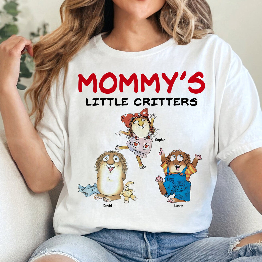 Mommy's Little Critters - Personalized T-Shirt for Mom, Cute Gift for Mother's Day and Grandma Shirts PopCulturePrints