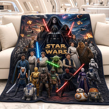 Load image into Gallery viewer, “Celebrate 50 Years of Adventure!” - 50th Anniversary Cosmic Blanket - Personalized Gift for Star Wars Fans Blanket PopCulturePrints
