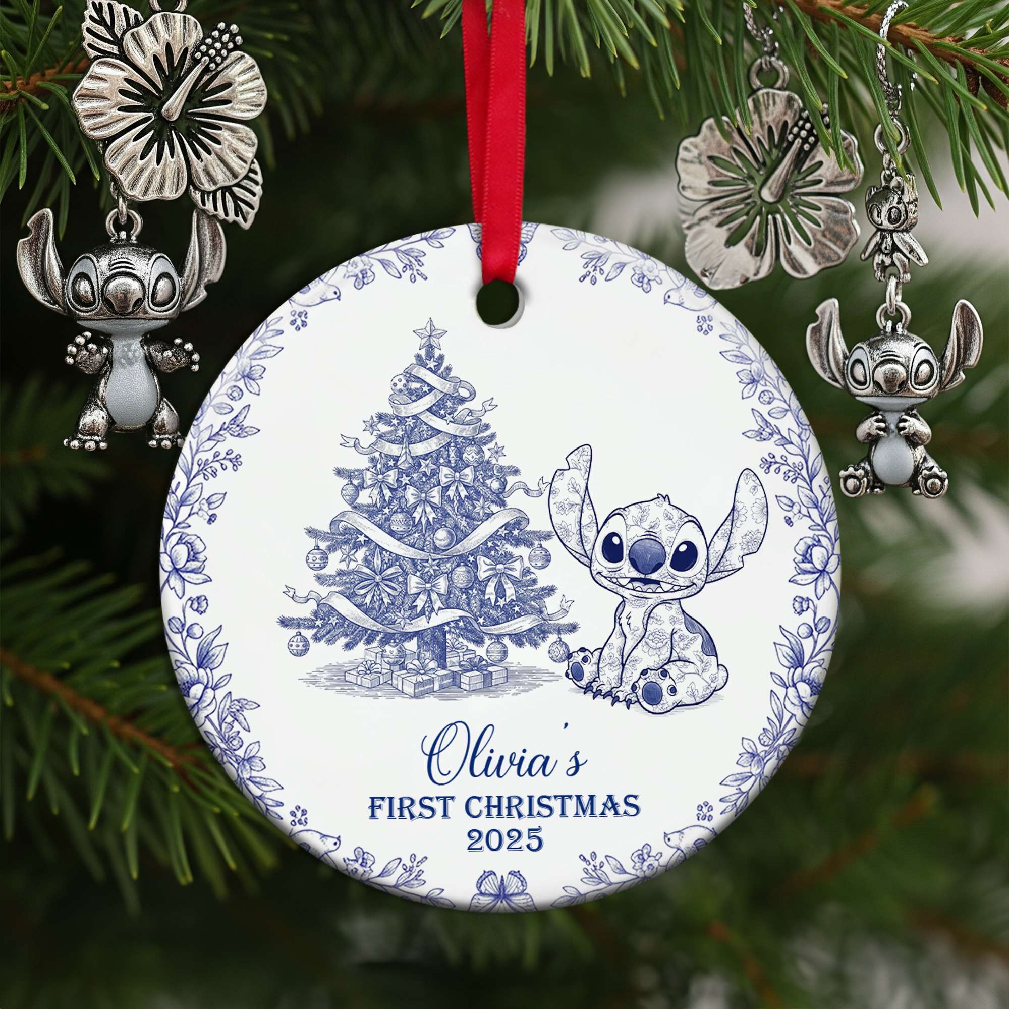 Olivia's First Christmas - Personalized Baby Ornament Ornament PopCulturePrints