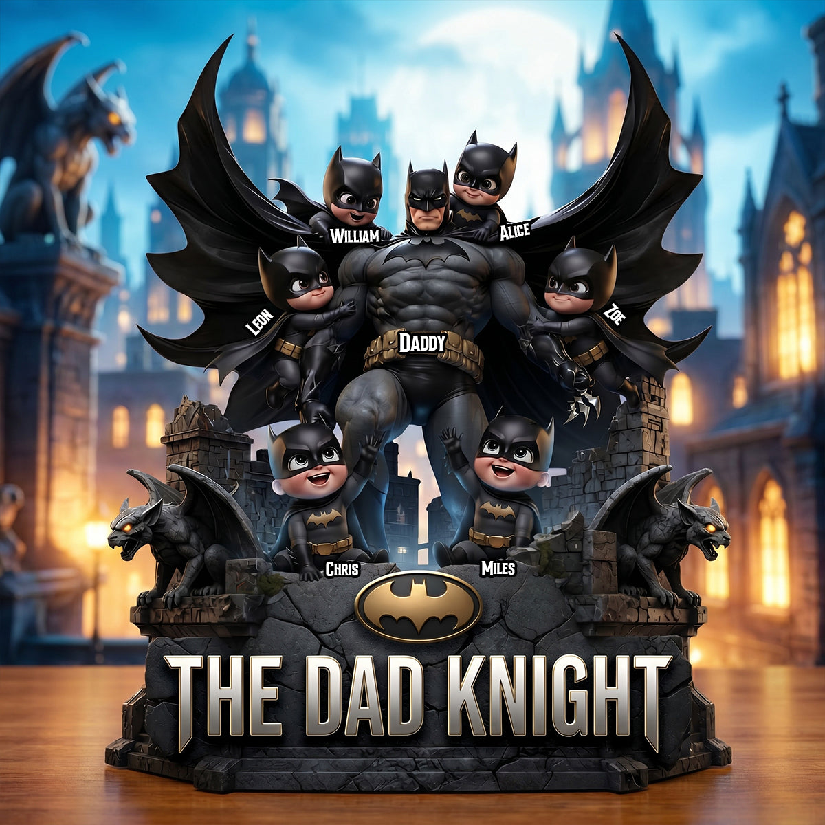 "A Hero's Gift for Dad - Shadow Dad and Kids Acrylic Plaque - Personalized Gifts for Dad" Shaped Plaques PopCulturePrints