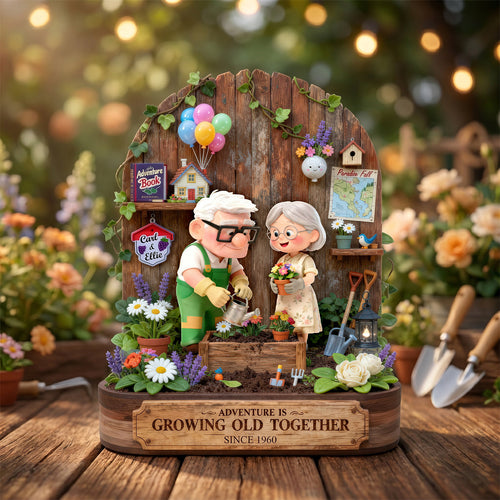 Adventure is Growing Old Together - Personalized Gardening Couples Acrylic Plaque Shaped Plaques PopCulturePrints