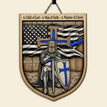 Load image into Gallery viewer, &quot;A Child of God - A Man of Faith - A Warrior of Christ&quot; - Personalized Knight Templar Wood Sign - Unique Gift for Police Officers and Faithful Individuals Wood Sign PopCulturePrints
