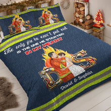 Load image into Gallery viewer, Custom Firefighter Lover Quilt for Couples - Personalized Bed Set | Valentine&#39;s Day Gifts Blanket PopCulturePrints
