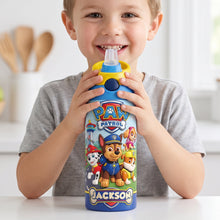 Load image into Gallery viewer, “Adventure Awaits with Paw Patrol” - Colorful 12oz Kid Tumbler - Personalized Gift for Kids Tumbler Cup PopCulturePrints
