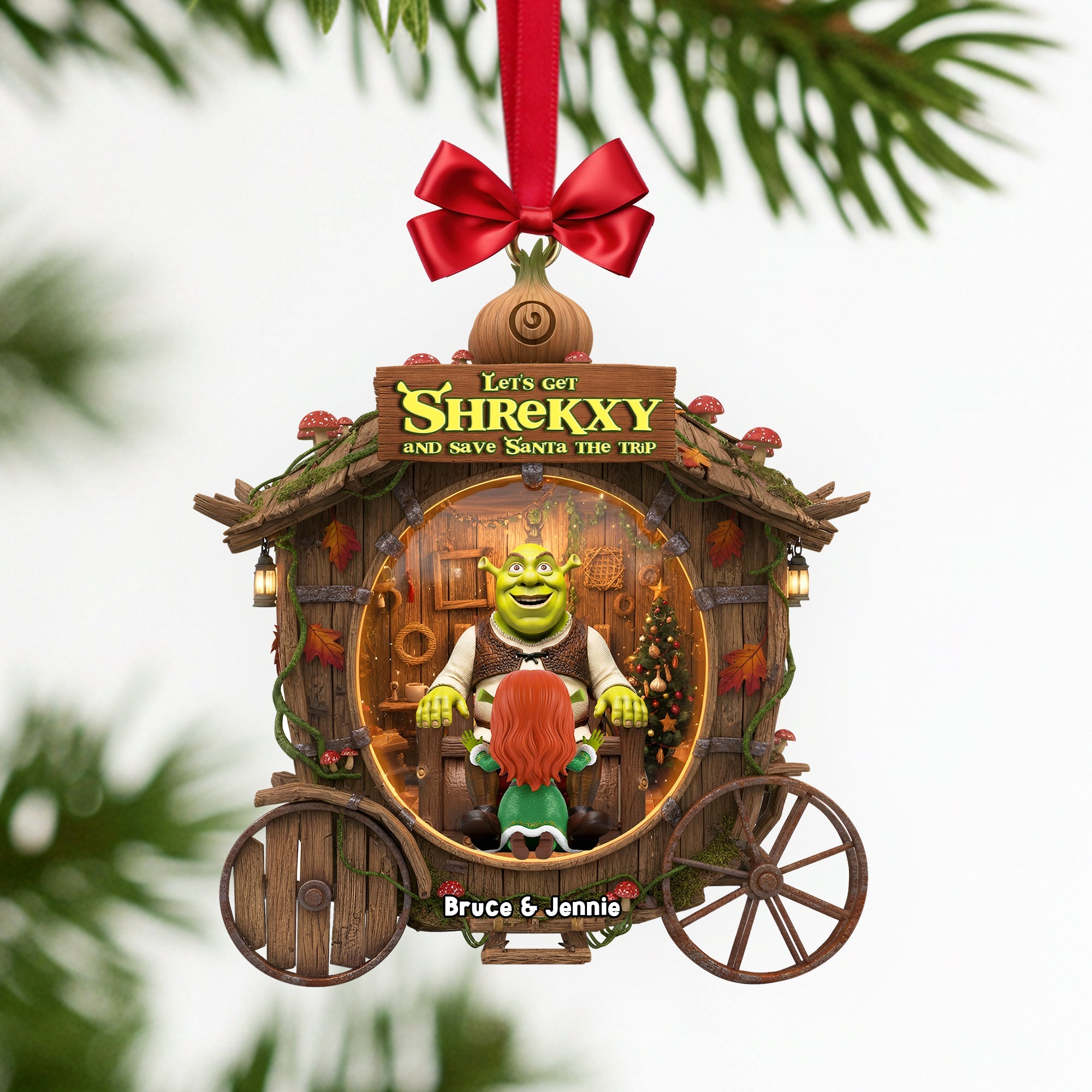 Let's Get Shrekky - Personalized Christmas Ornament for Couples Ornament PopCulturePrints