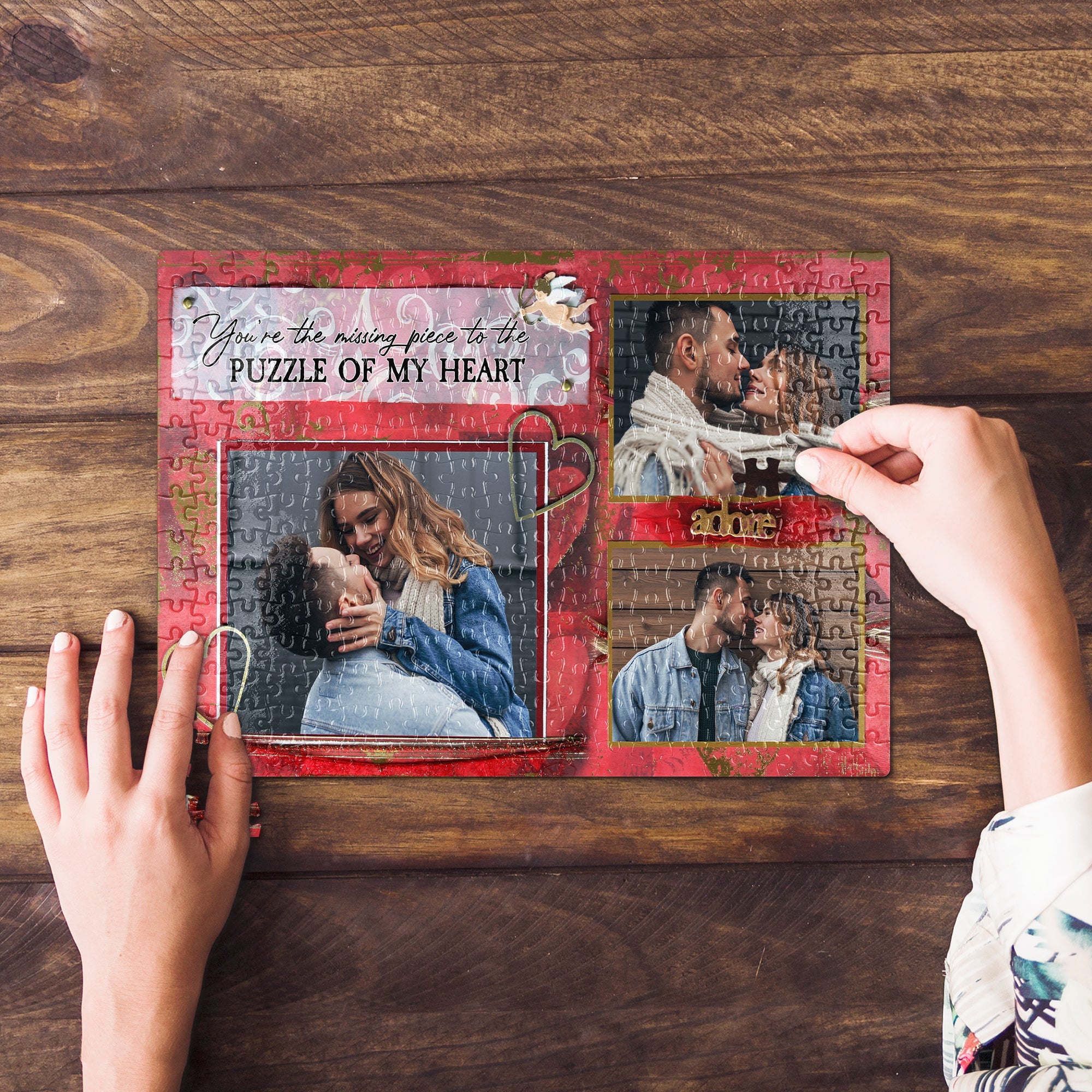 Personalized Couple Photo Jigsaw Puzzle - You're The Missing Piece To The Puzzle Of My Heart Wood Sign PopCulturePrints