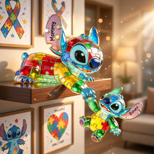 Load image into Gallery viewer, Embrace Love: Personalized Autism Alien Mom and Kid Acrylic Plaque - Unique Gift for Moms, Grandmas &amp; Caregivers Shaped Plaques PopCulturePrints
