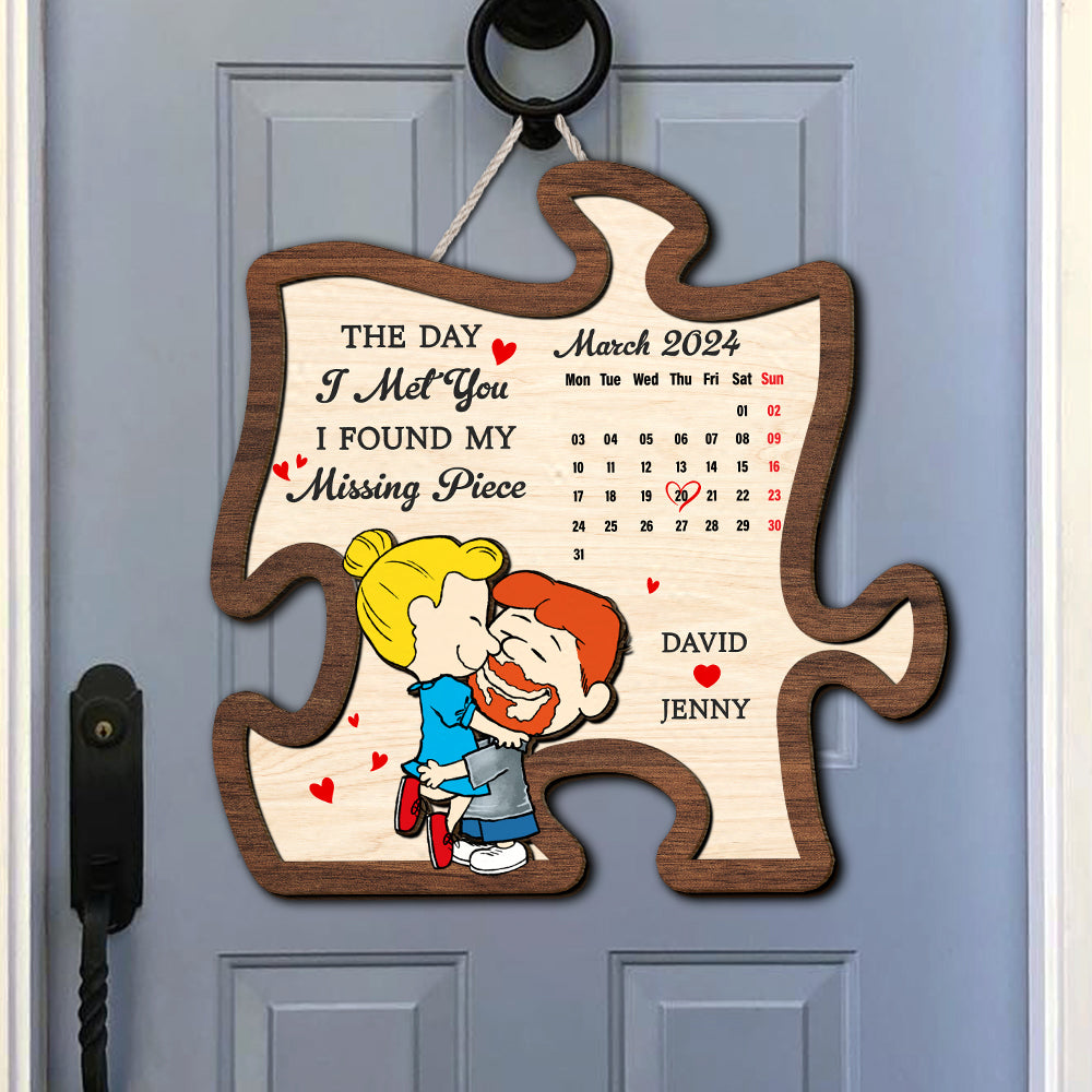 Personalized Couple Puzzle Wood Sign - Found My Missing Piece Wood Sign PopCulturePrints
