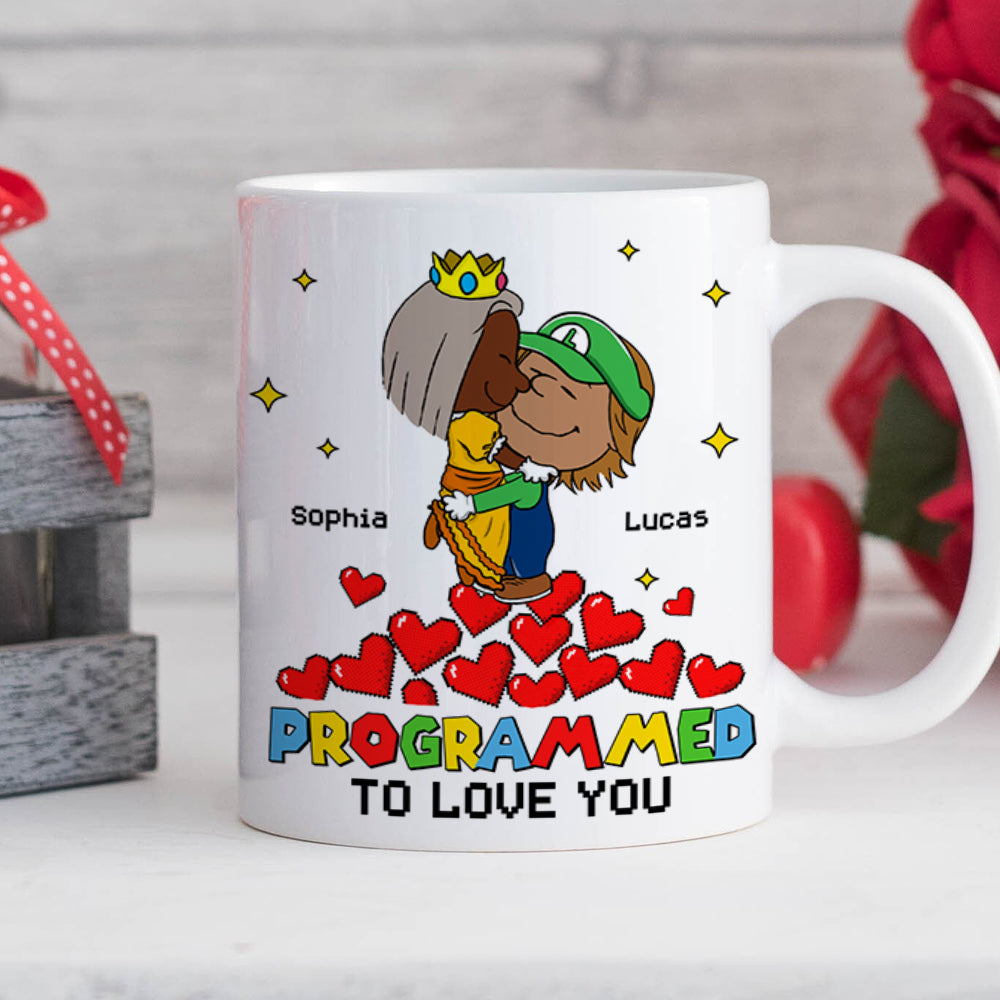 Customized Couple Coffee Mug - Programmed to Love You Coffee Mug PopCulturePrints