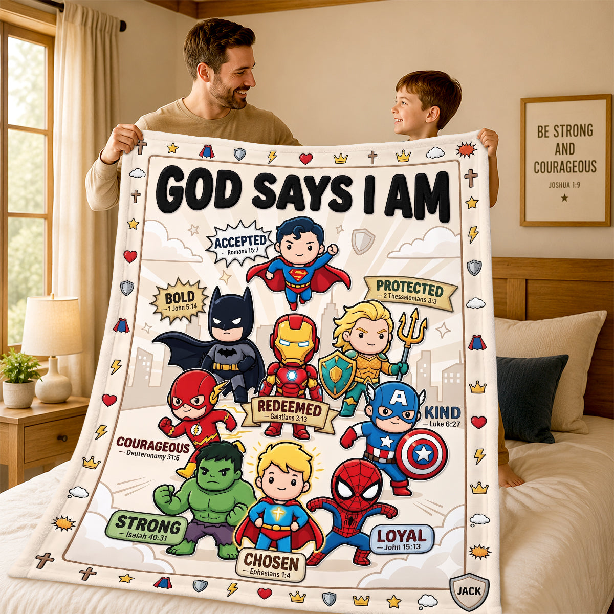 God Says I Am - Faith Inspired Kids Blanket | Personalized Gifts for Christian Kids Blanket PopCulturePrints