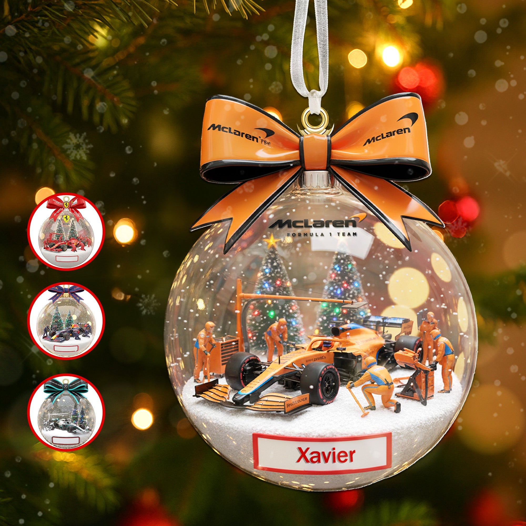 “Rev Up Your Holidays” - Personalized Racing Lovers Christmas Ornament Ornament PopCulturePrints