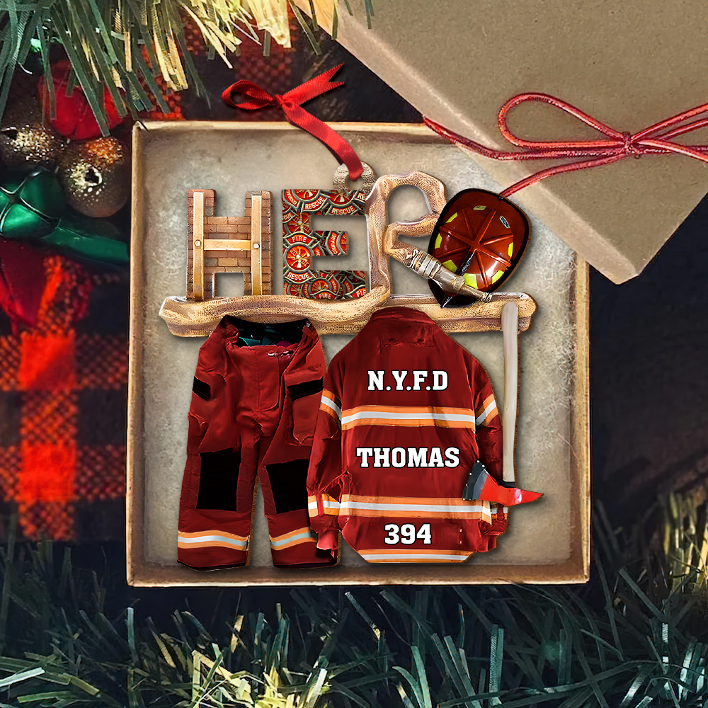 Personalized Firefighter Christmas Ornament - Custom Uniform Design Ornament PopCulturePrints