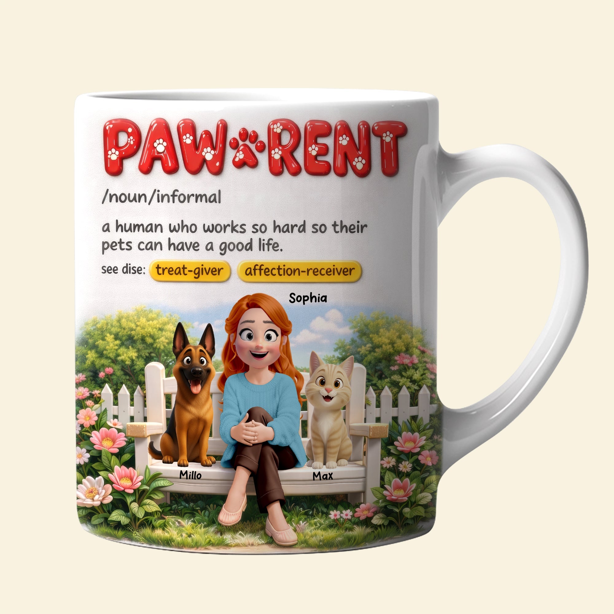 Paw-sitive Vibes for Pet Lovers - Personalized Dog & Cat Mom Coffee Mug - Unique Gift for Moms and Grandmas Coffee Mug PopCulturePrints
