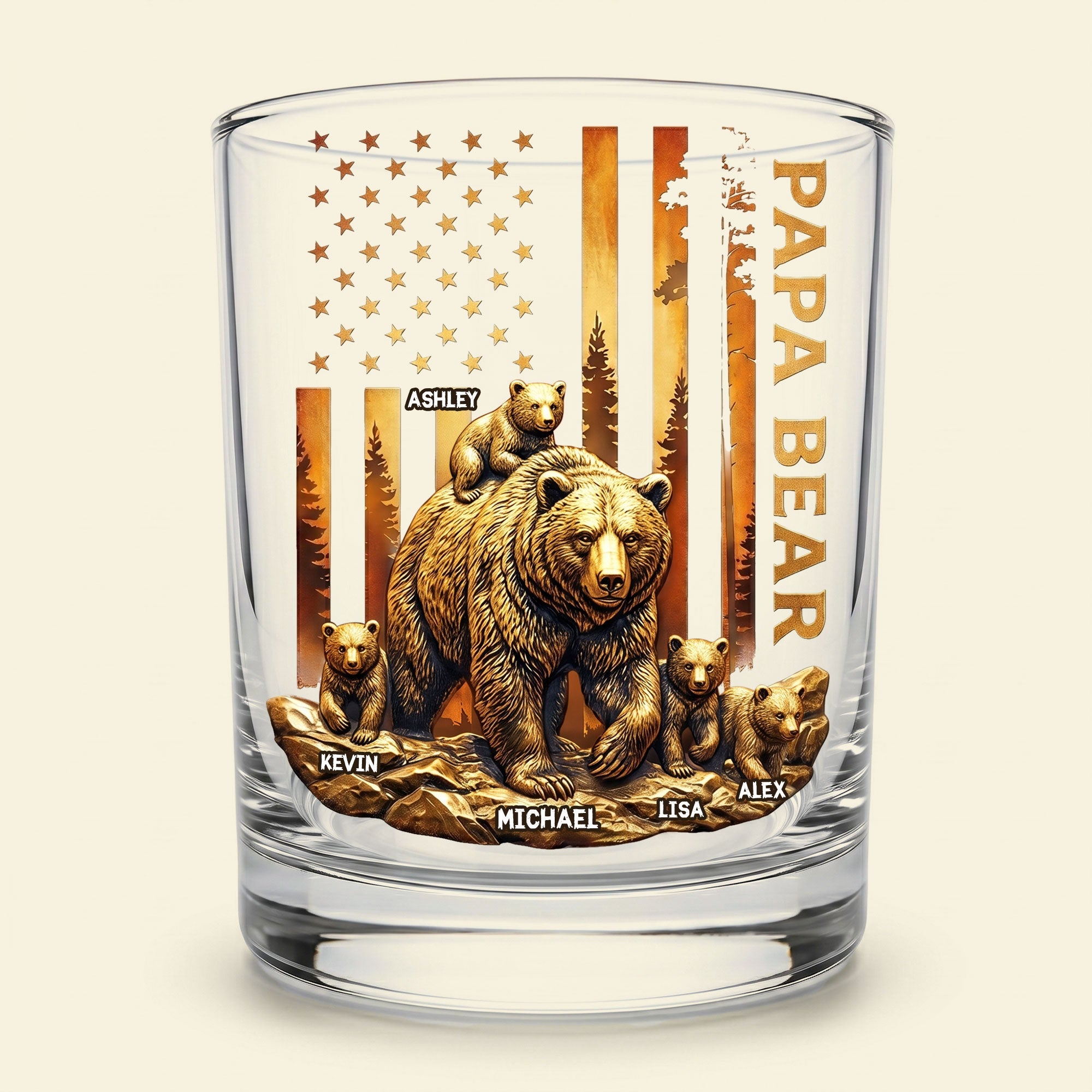 Papa Bear - The Perfect Personalized Glass for Dad Glass PopCulturePrints