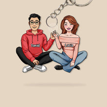 Load image into Gallery viewer, Personalized Sitting Couple Keychain - Stylish Gift for Couples Keychains PopCulturePrints
