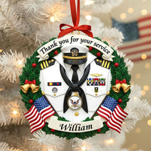Load image into Gallery viewer, &quot;Thank you for your service&quot; - Military Appreciation Christmas Ornament - Personalized Gift for Veterans Ornament PopCulturePrints

