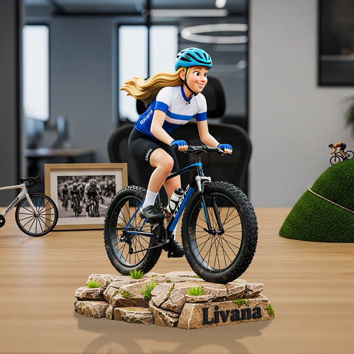 Embrace the Ride: Personalized Teenager Riding Bicycle Plaque - Custom Photo Gifts for Bicycle Lovers Shaped Plaques PopCulturePrints