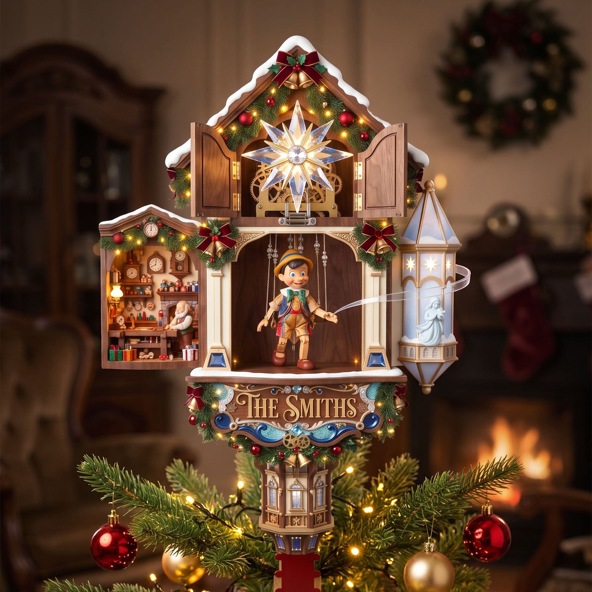 "A Touch of Magic for Your Tree!" - Personalized Little Wooden Boy Acrylic Christmas Tree Topper - Unique Gift for Family & Friends