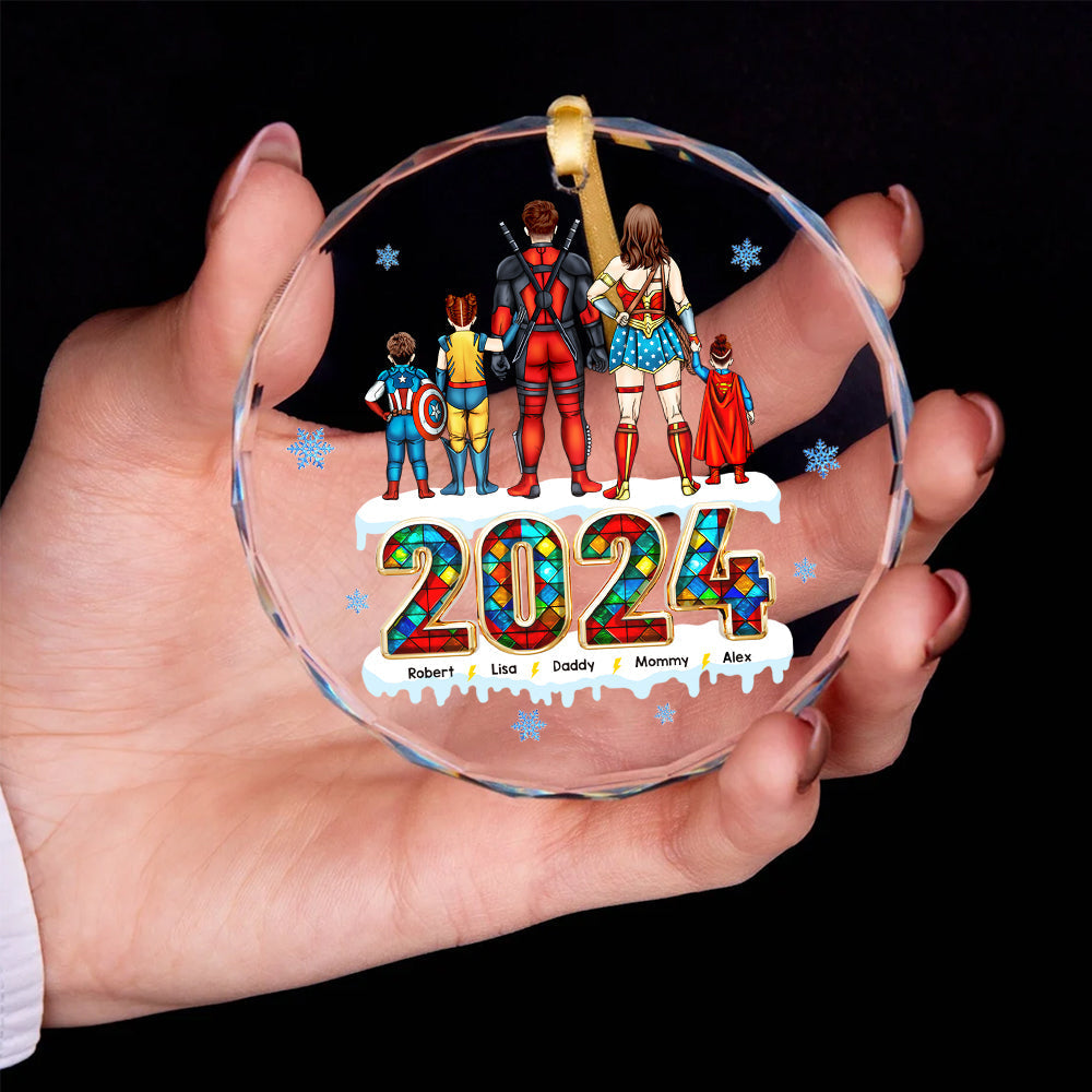 Personalized Superhero Family Christmas Ornament - 2024 Edition