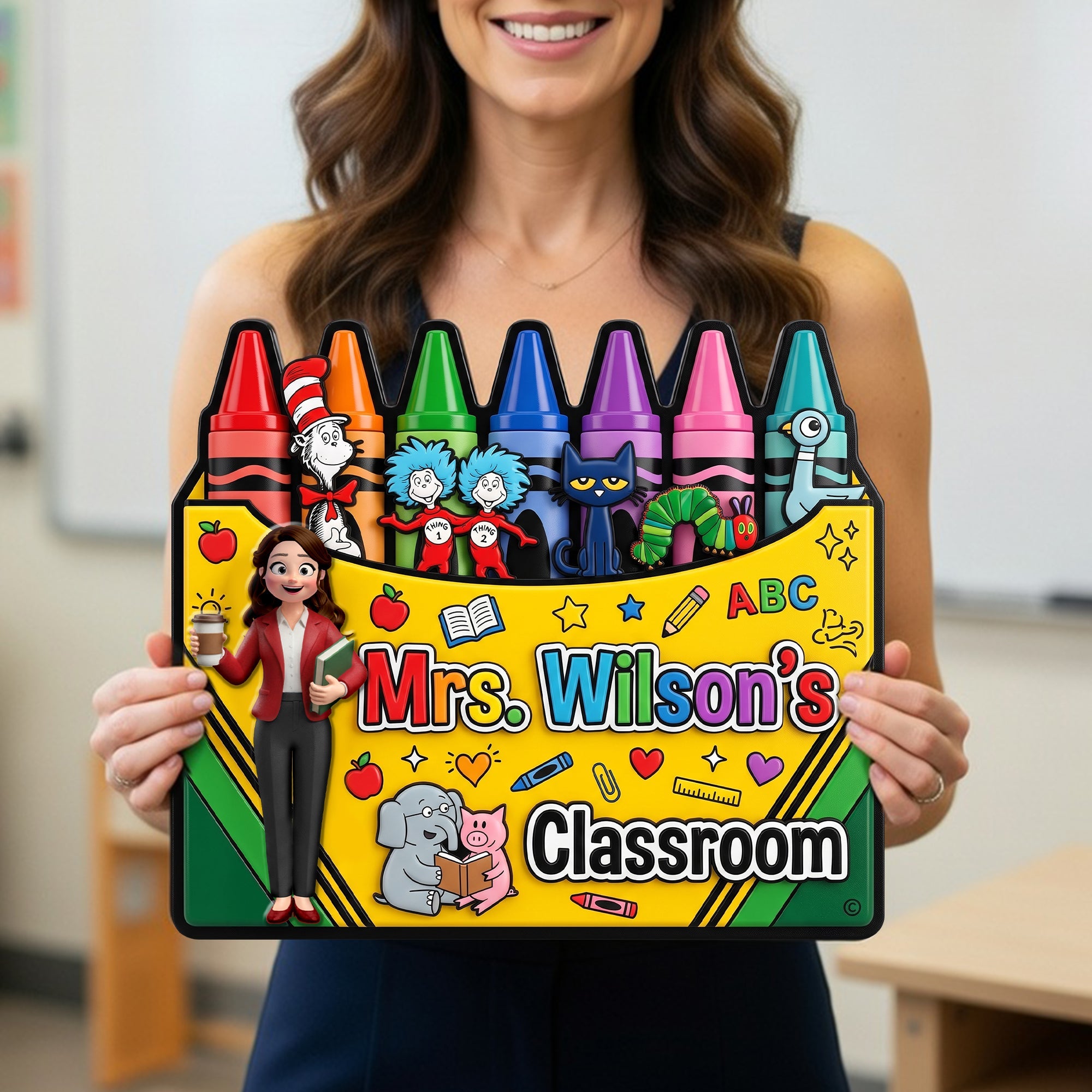 "Inspire Creativity & Learning" - Teacher's Crayon Classroom Acrylic Plaque - Personalized Gift for Teachers, Educators, and Mentors Shaped Plaques PopCulturePrints