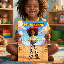 Load image into Gallery viewer, “Unleash Your Inner Cowgirl!” - Custom Photo Cowgirl Jigsaw Puzzle - Personalized Gift for Kids
