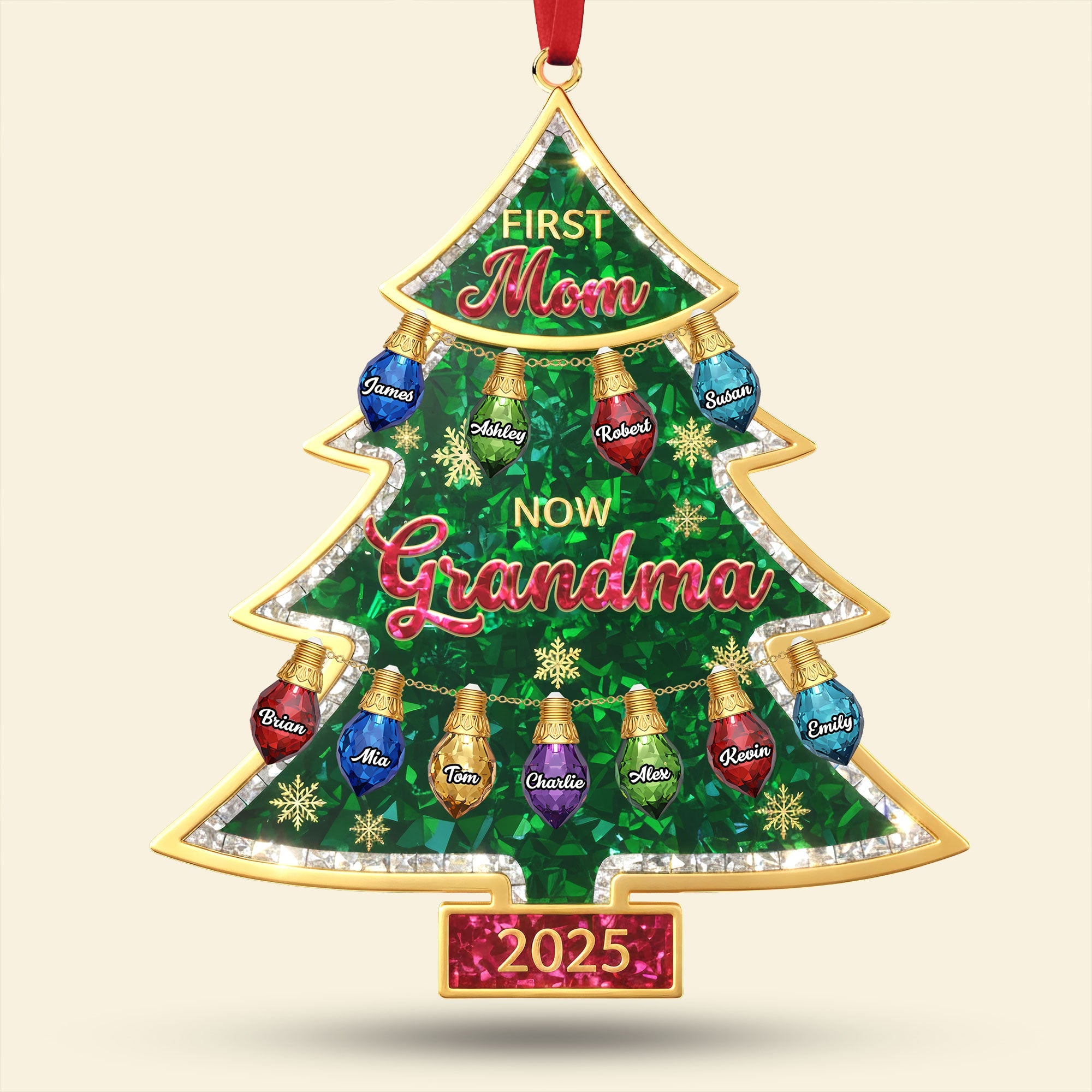 "First Mom, Now Grandma" - Personalized Christmas Tree Ornament - Gift for Mom, Grandma, & Family Ornament PopCulturePrints