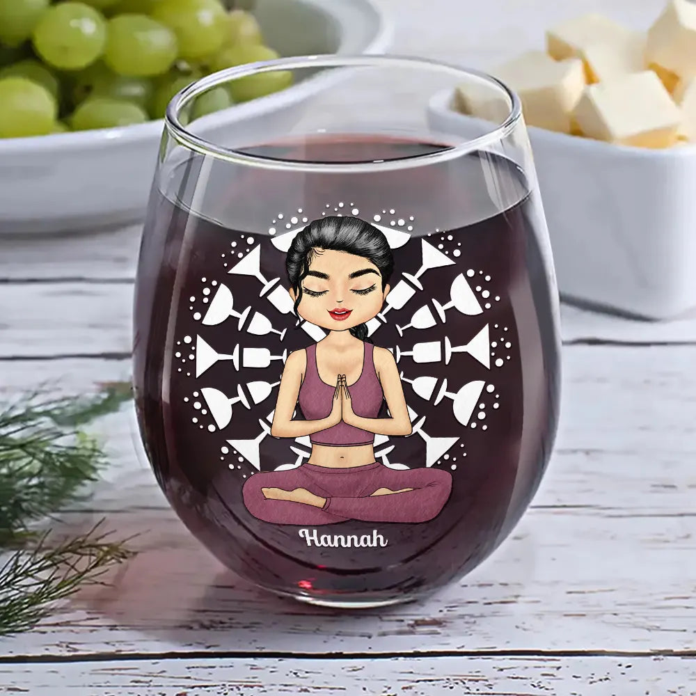Yoga Class? Pour A Glass - Personalized Stemless Wine Glass Wine Glass PopCulturePrints
