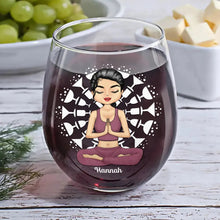 Load image into Gallery viewer, Yoga Class? Pour A Glass - Personalized Stemless Wine Glass Wine Glass PopCulturePrints
