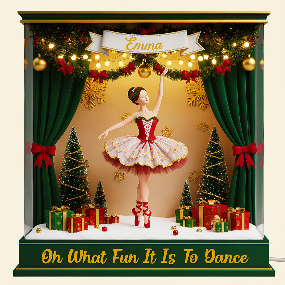 Oh What Fun It Is To Dance - Personalized Ballet Christmas Light Box Gift for Dancers Light Box PopCulturePrints