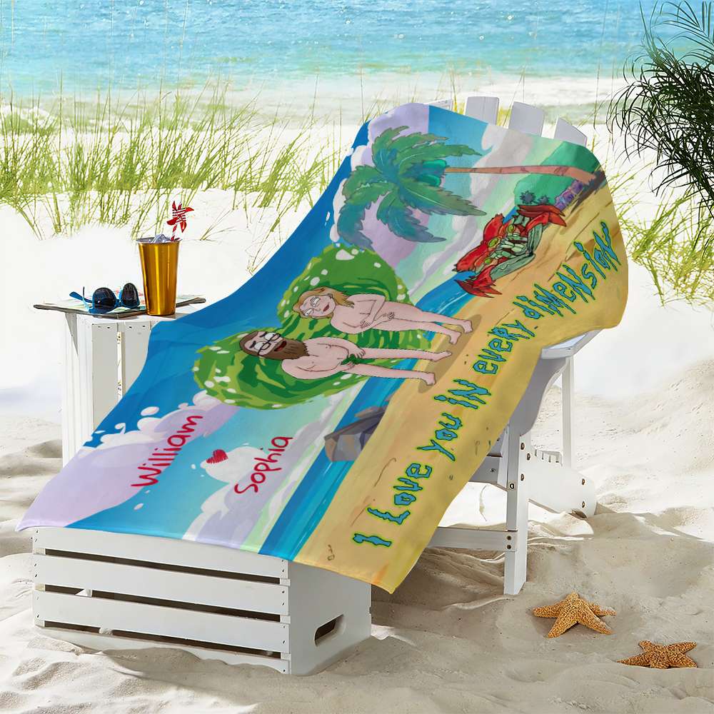 Personalized Magical Couple Wood Sign Beach Towel PopCulturePrints
