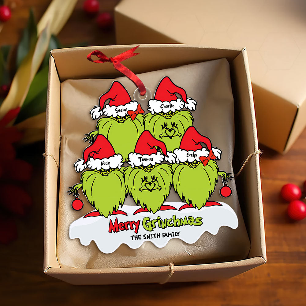 Personalized Grinch Family Christmas Ornament Ornament PopCulturePrints