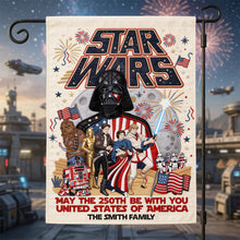Load image into Gallery viewer, “May the 250th Be With You” - USA 250th Anniversary Garden Flag - Personalized Gift for Star Wars Fans &amp; Patriotic Families Garden Flag PopCulturePrints
