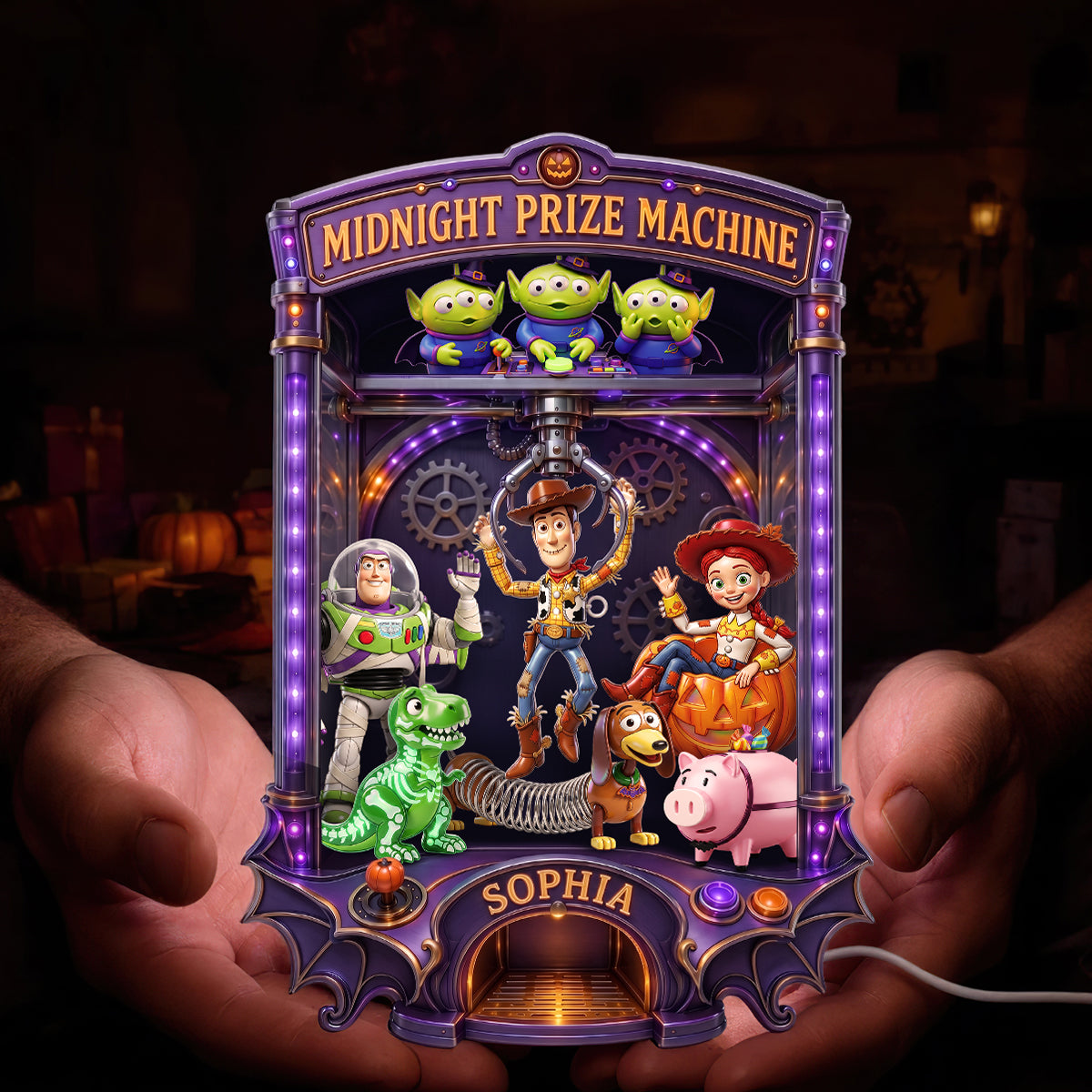 “Unleash the Magic of Halloween” - Midnight Prize Machine Acrylic Light Box - Personalized Gift for Kids, Friends, and Family Light Box PopCulturePrints