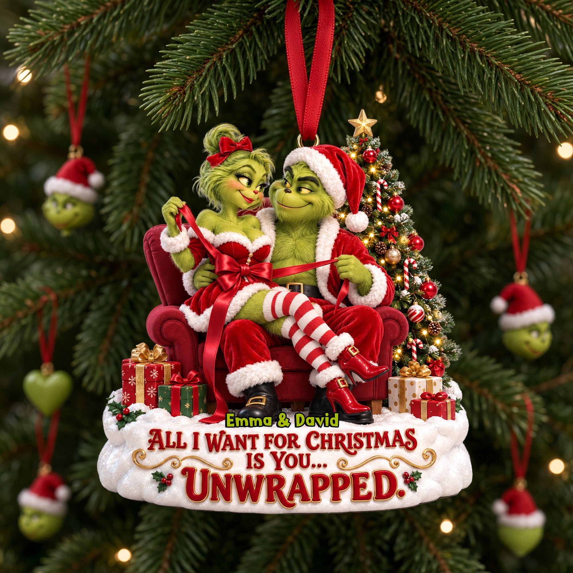 Mischievous Christmas Couple Acrylic Ornament - Personalized Holiday Gift for Couples