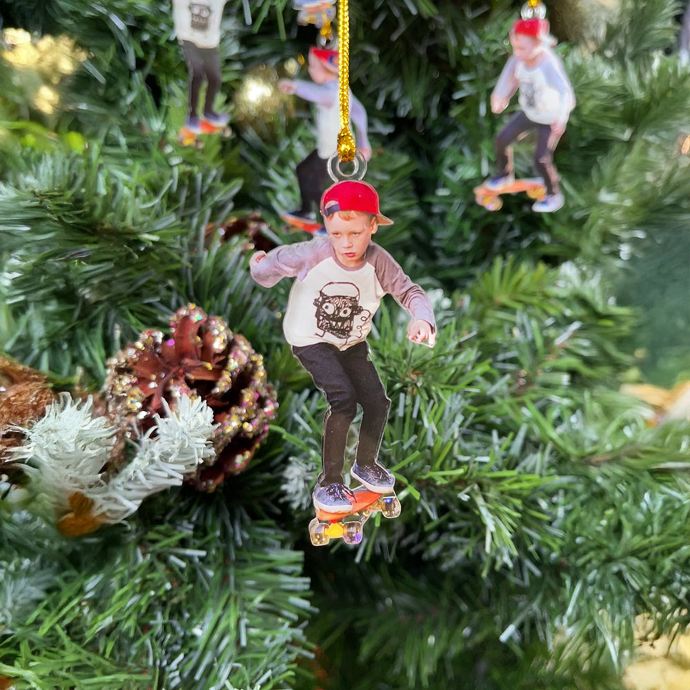 Personalized Skateboarder Christmas Ornament - Custom Photo Gift