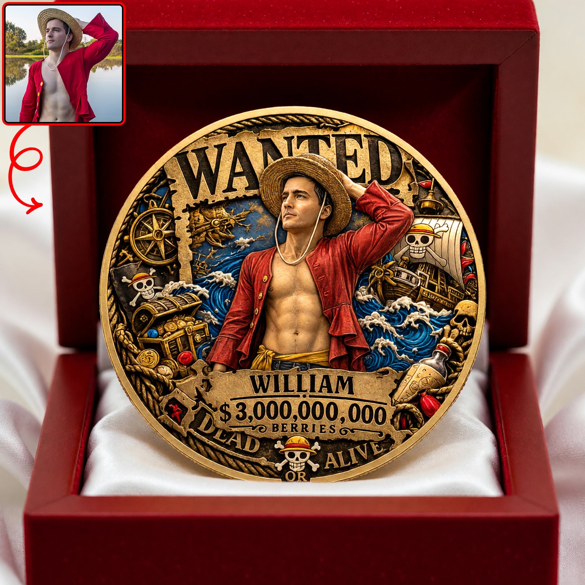 "Your Adventure Awaits!" - Custom Photo Printed Metal Coin - Personalized Gift for Anime Lovers