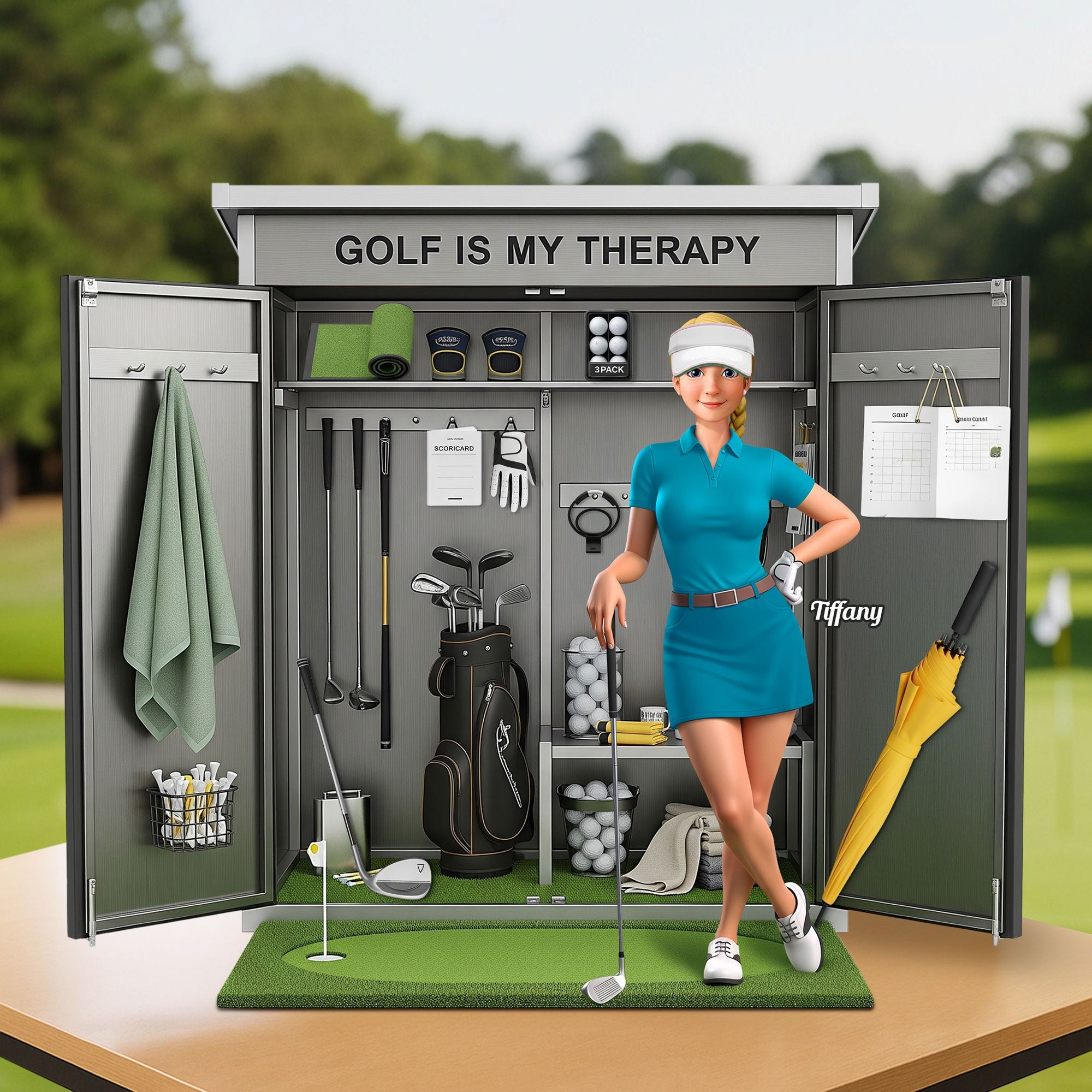 Golf Is My Therapy - Personalized Golf Plaque for Golf Lovers Shaped Plaques PopCulturePrints