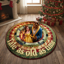 Load image into Gallery viewer, “Tale as Old as Time” – Personalized Couple Quilted Round Mat Doormat PopCulturePrints
