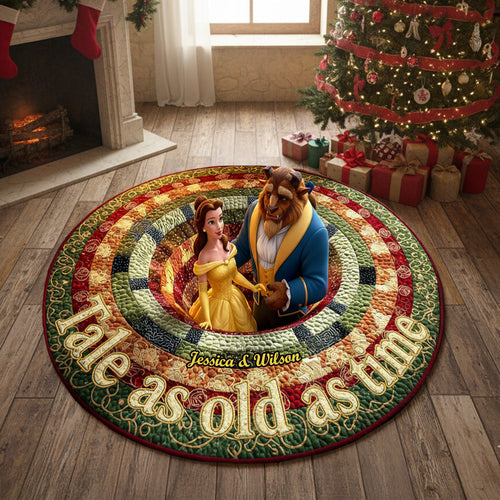“Tale as Old as Time” – Personalized Couple Quilted Round Mat Doormat PopCulturePrints