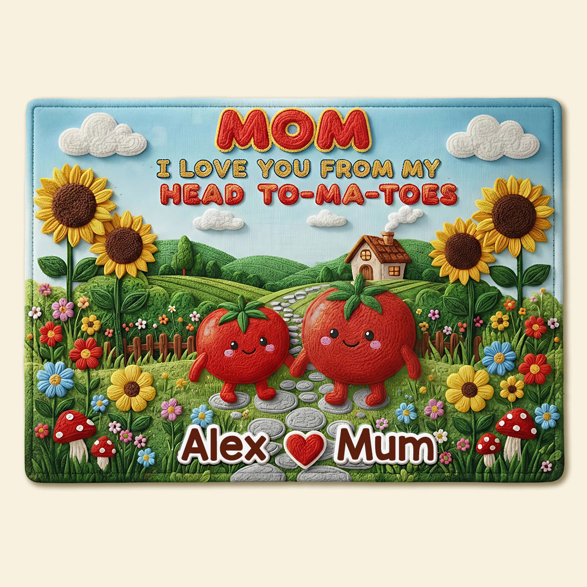 Mom, I Love You from My Head to-ma-toes - Personalized Doormat, Gift for Mom, Grandma Doormat PopCulturePrints