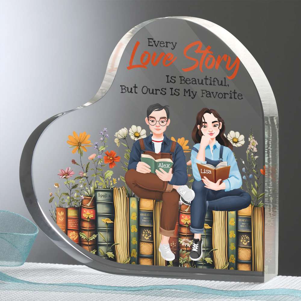 Personalized Heart-Shaped Acrylic Plaque - Custom Love Story Shaped Plaques PopCulturePrints