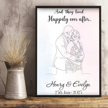 Load image into Gallery viewer, And they lived Happily ever after... - Line Art Couple Canvas - Custom Photo Gift for Couples Poster &amp; Canvas PopCulturePrints
